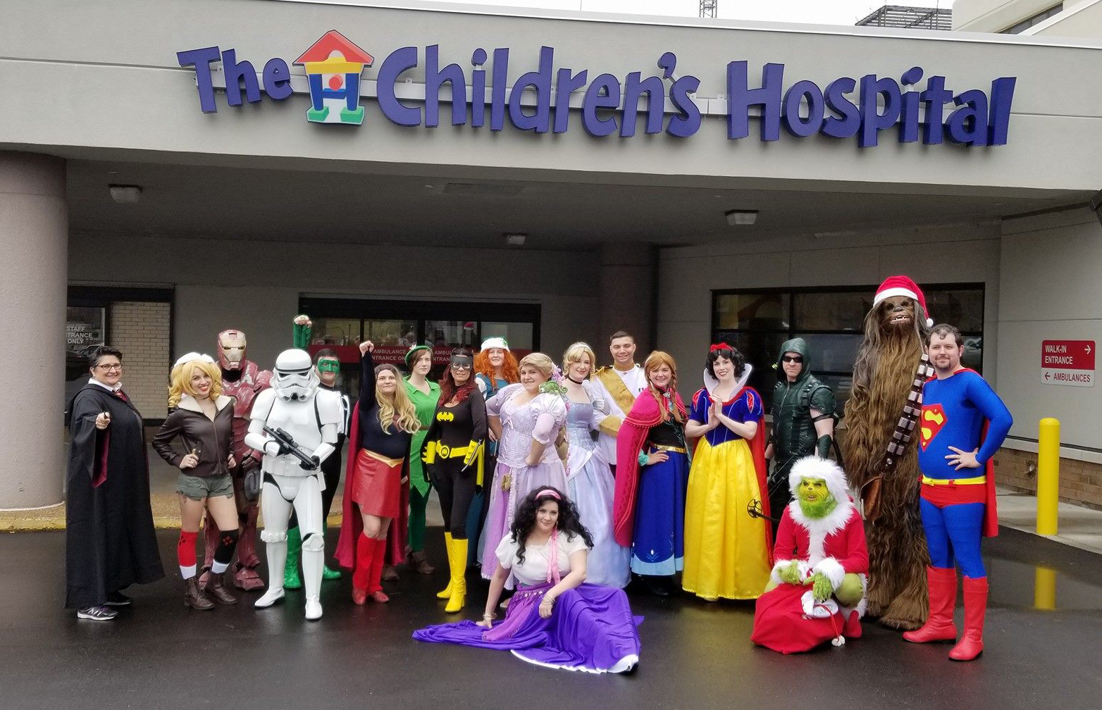 Cosplay Collective in front of the Children's Hospital