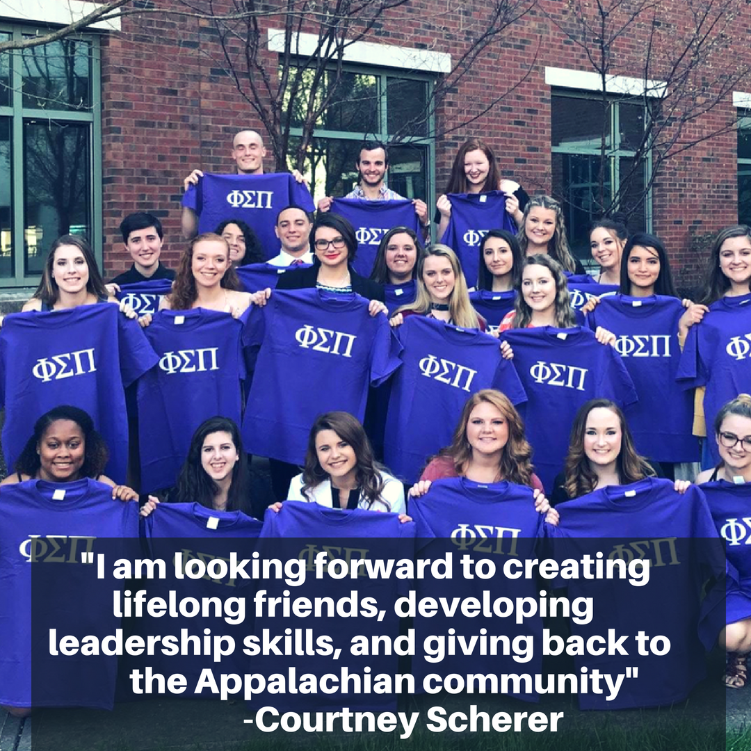 I am looking forward to creating lifelong friends, developing leadership skills, and giving back to the Appalachian community. - Courtney Scherer