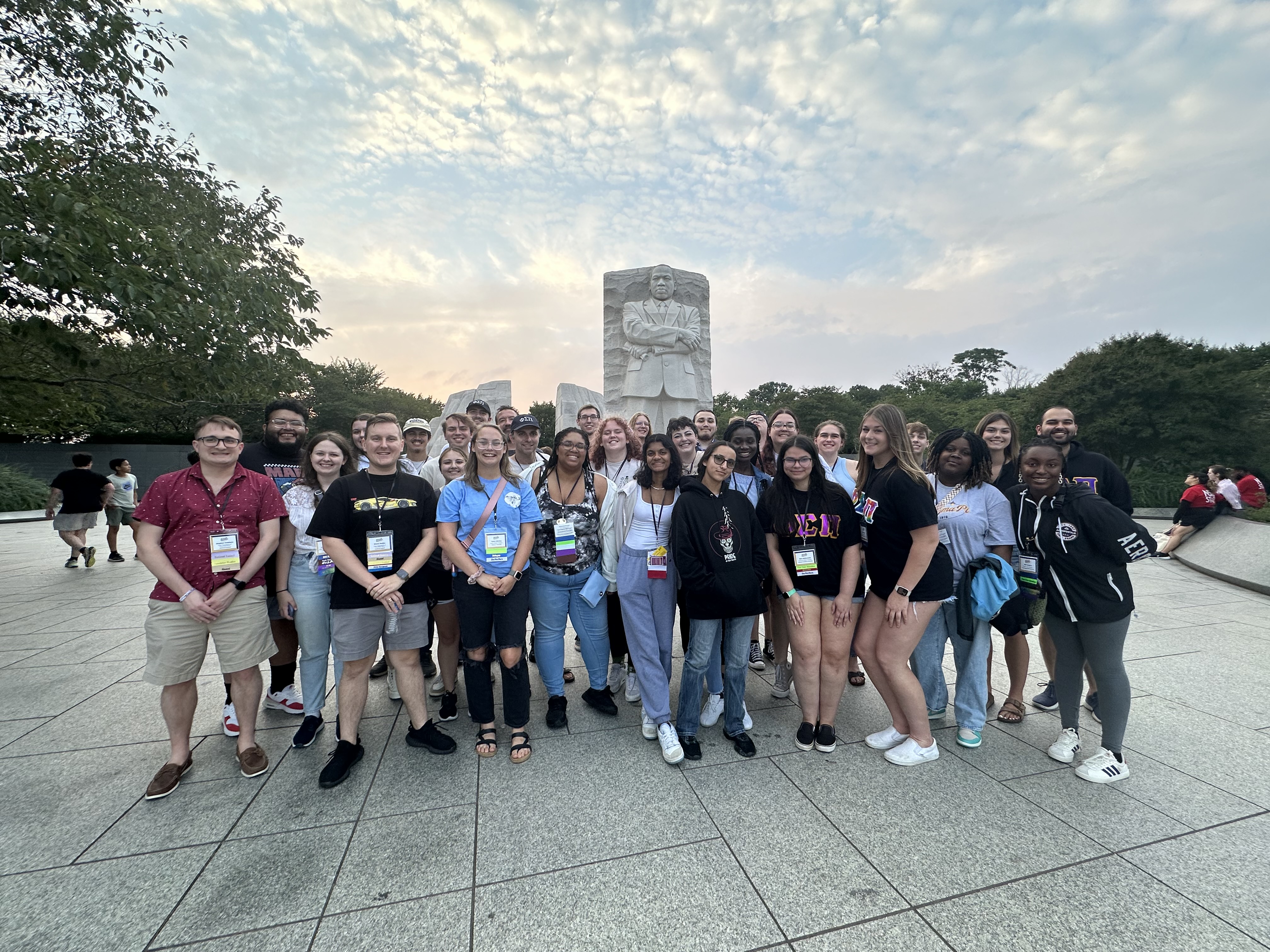 Members in front of the Martin Luther King Jr. Monument