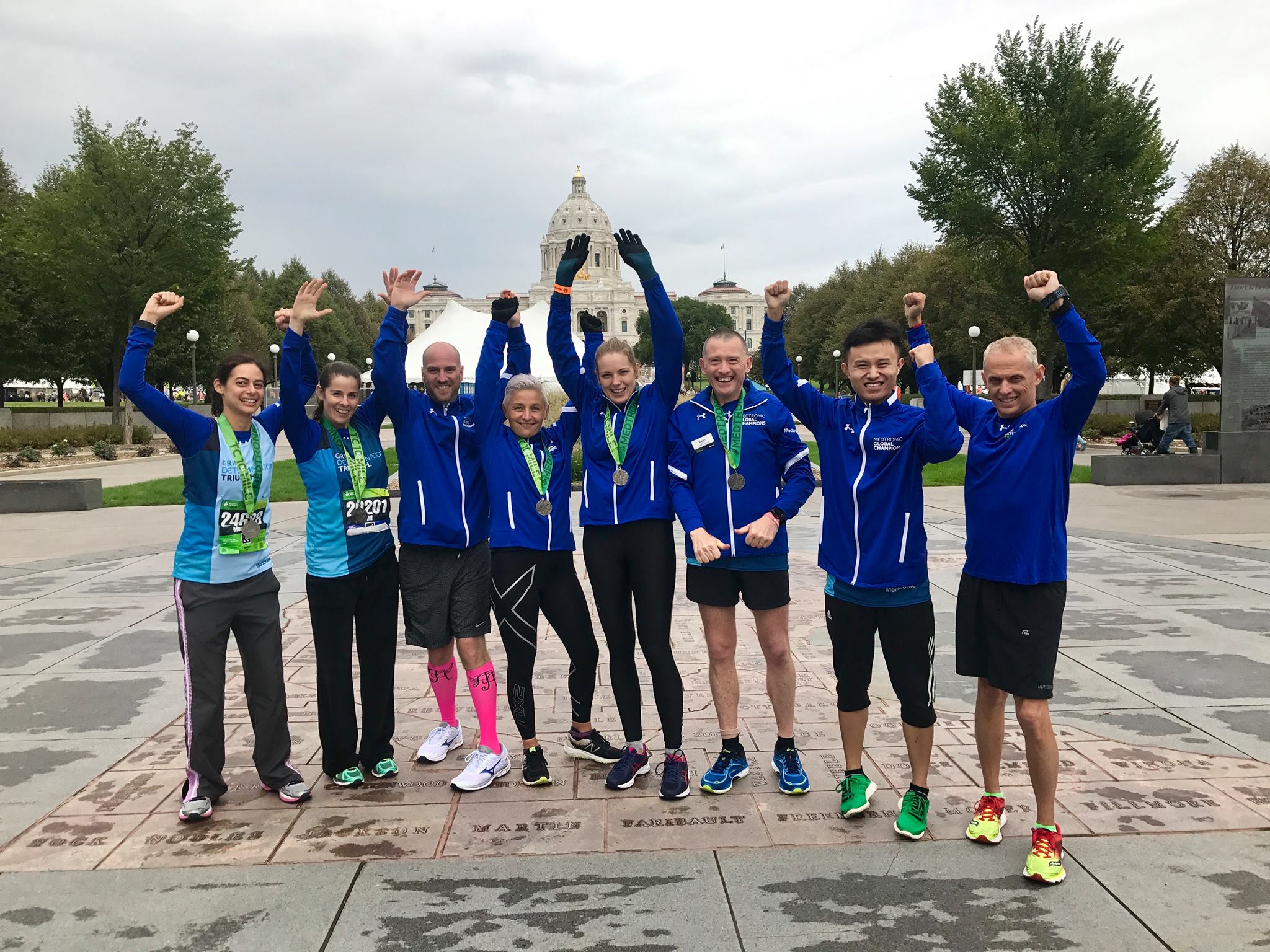 Vincent Myers with some of the Global Champions after having finished the race