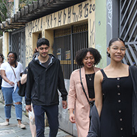 study abroad students on street in Brazil