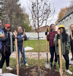 Members at Syracuse University plant trees.